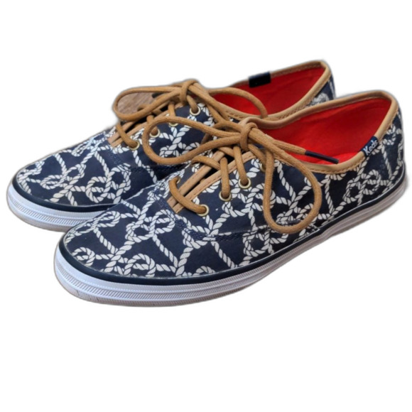 Keds Navy Blue & Champion Rope Print Lace Up Sneakers Size 6 - Picture 1 of 16